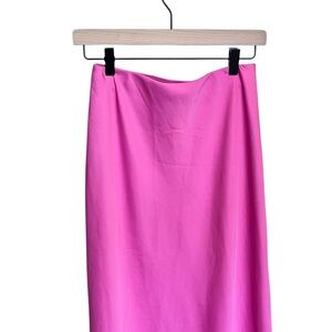 A New Day Elastic Waist Midi Satin Slip Skirt - Pink XS
